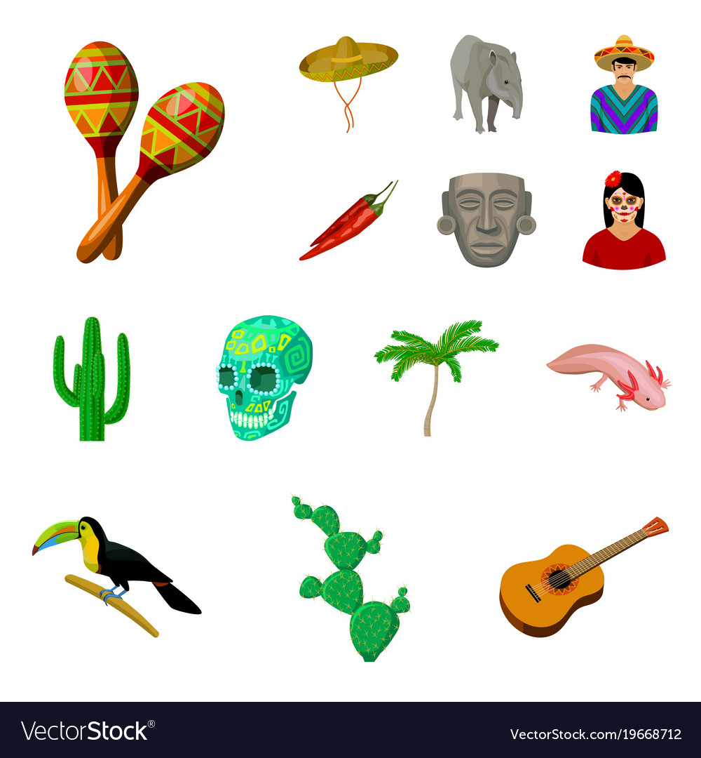 Country mexico cartoon icons in set collection Vector Image