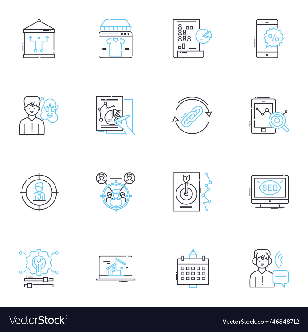Creative development linear icons set ideation vector image Creative development linear icons set ideation