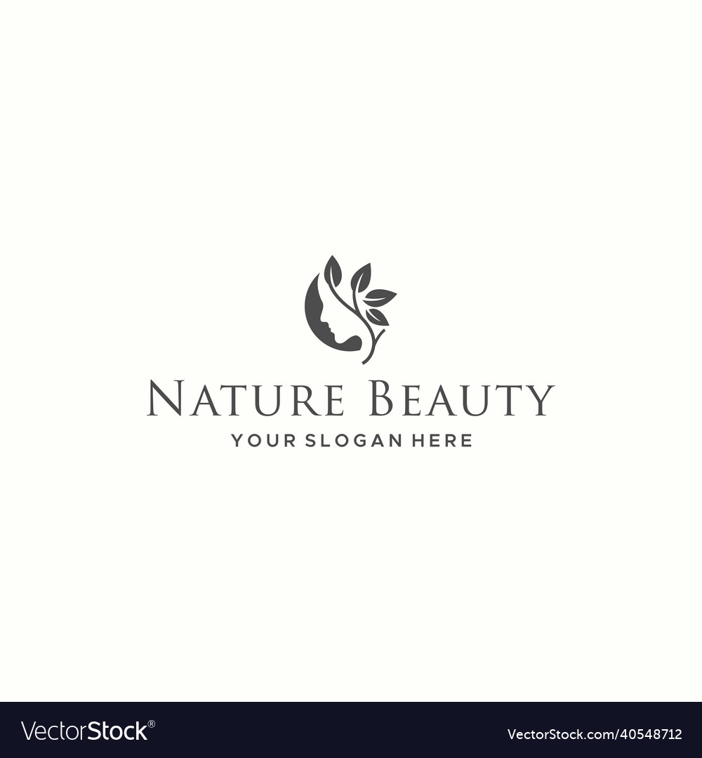 Flache Natur Schönheit Gesicht Frau Blatt Logo Design vector image Flache Natur Schönheit Gesicht Frau Blatt Logo Design