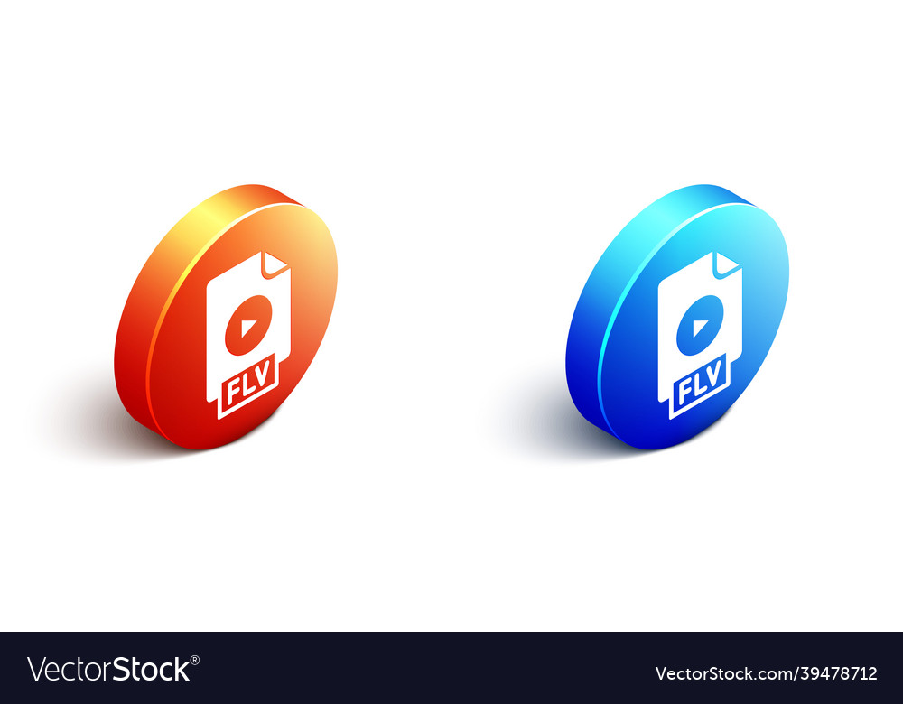 Isometric flv file document video format vector image Isometric flv file document video format