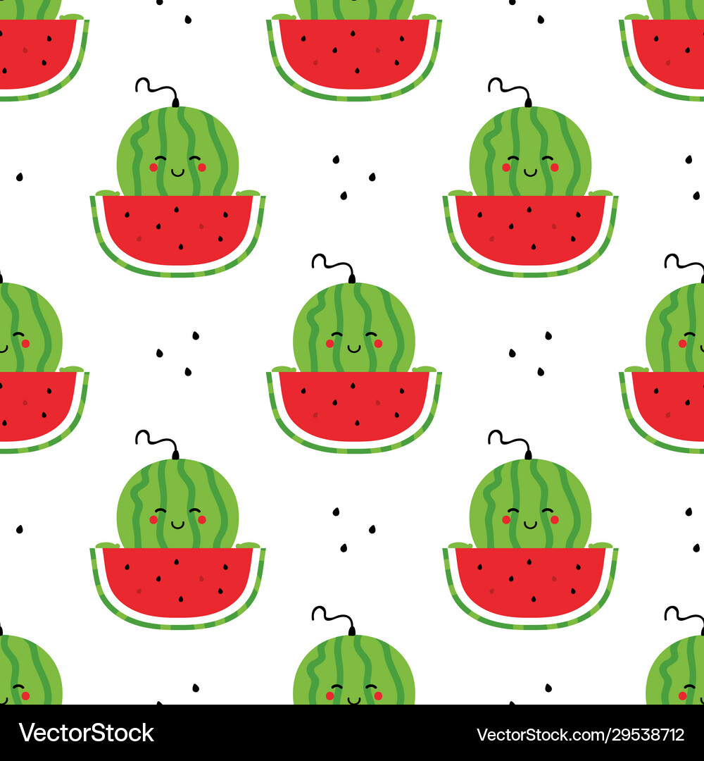 Seamless pattern with watermelon character Vector Image