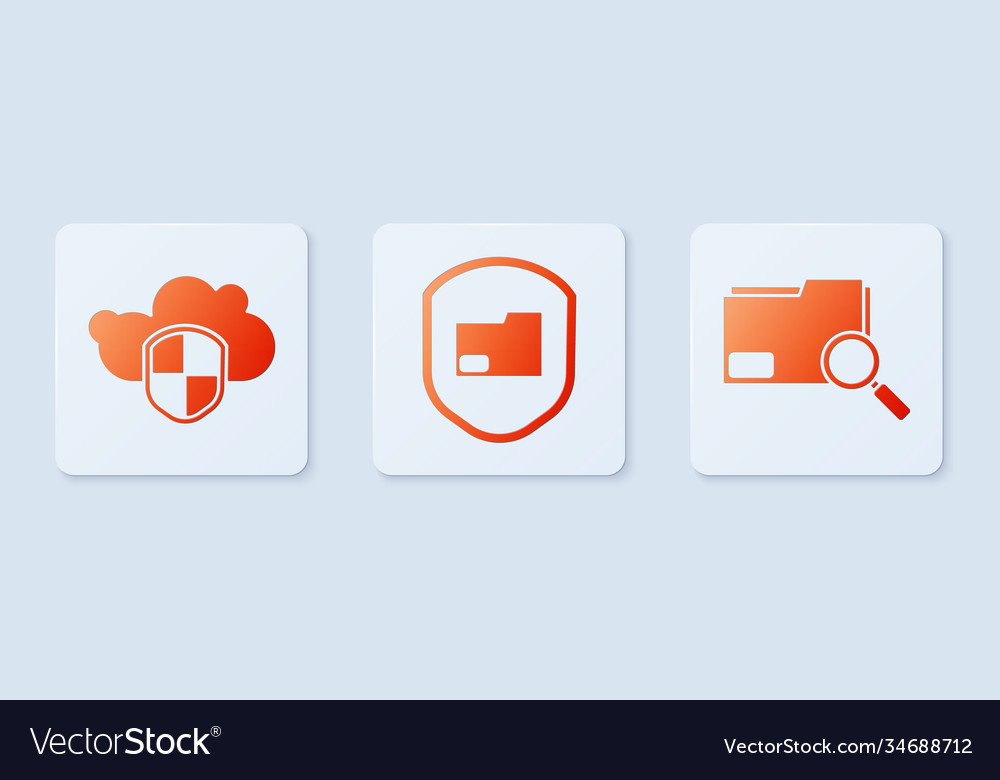 Set document folder protection cloud and shield vector image Set document folder protection cloud and shield