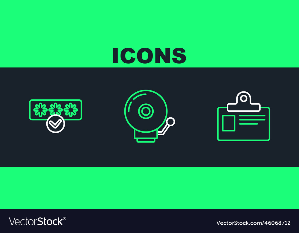 Set line identification badge password protection vector image Set line identification badge password protection