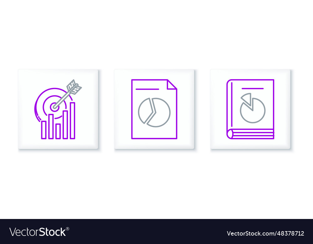 Set line user manual target with graph chart vector image Set line user manual target with graph chart