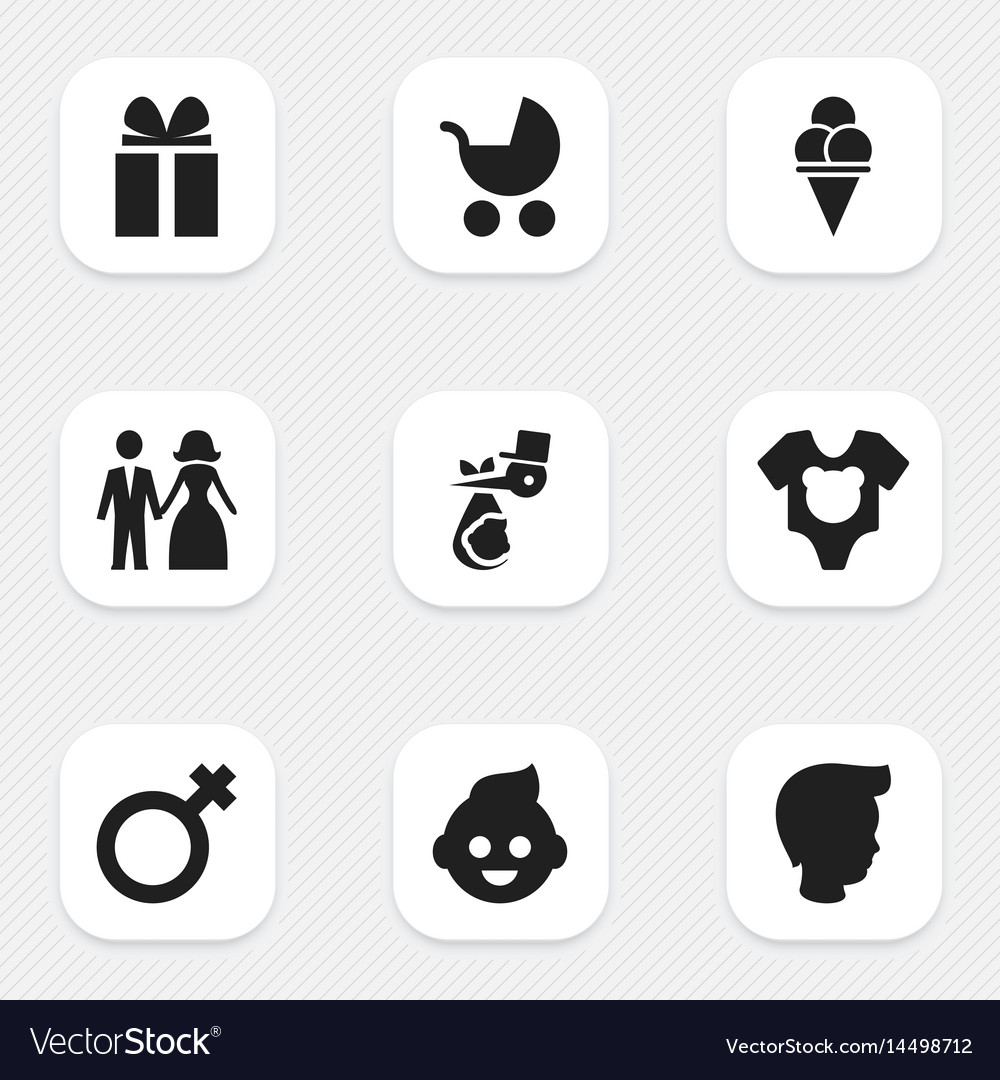 Set of 9 editable kin icons includes symbols