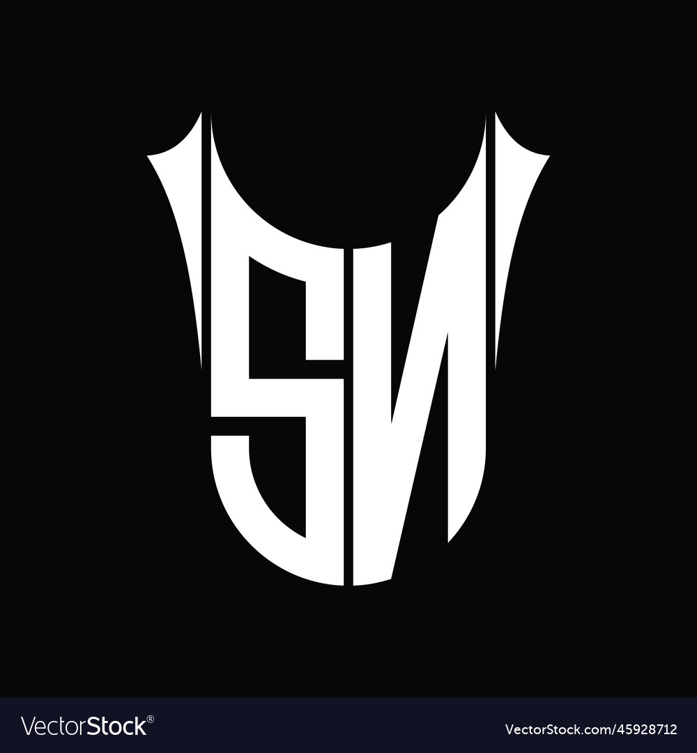 Sn logo monogram shield sharp half round shape Vector Image Sn logo monogram shield sharp half round shape