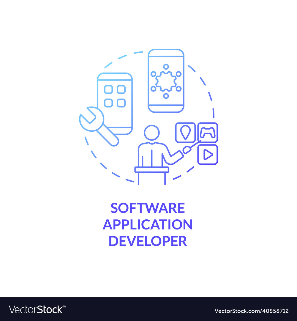 Software application developer blue gradient vector image Software application developer blue gradient