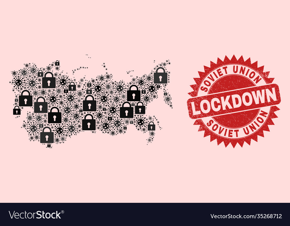 Soviet union map composition with locks and Vector Image Soviet union map composition with locks and