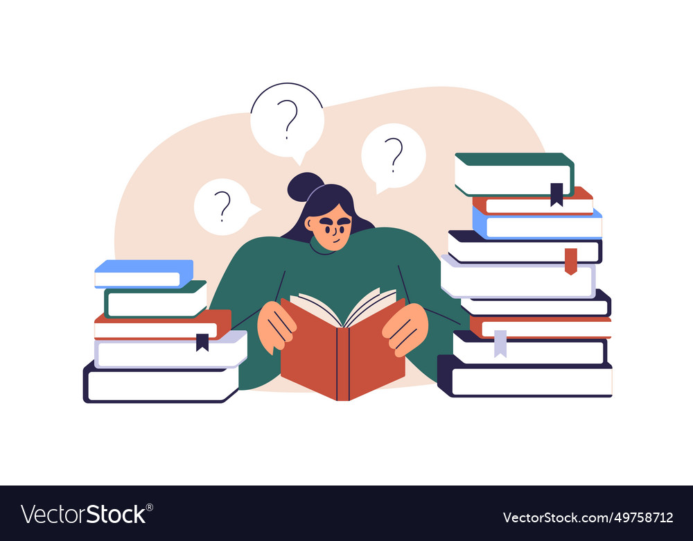 Student studying preparing for exam among book