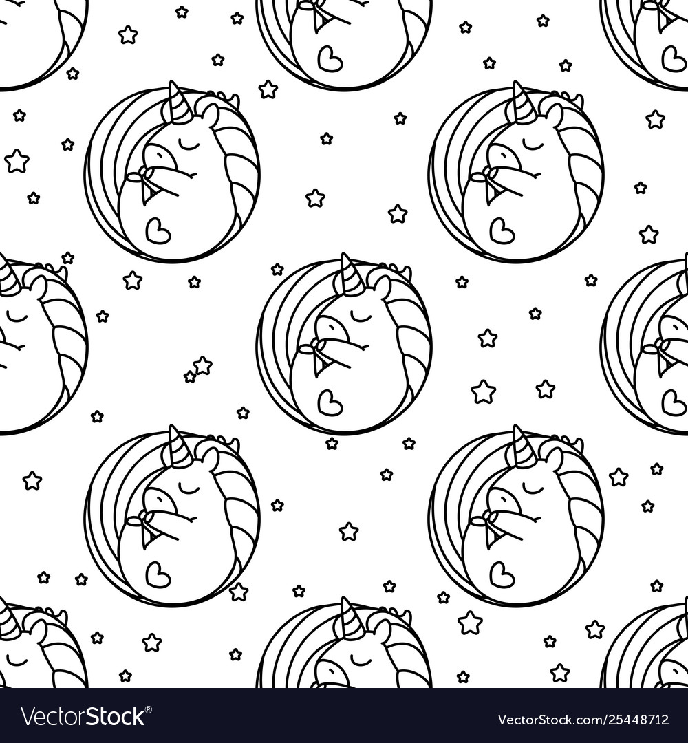 Unicorn pattern coloring page vector image Unicorn pattern coloring page