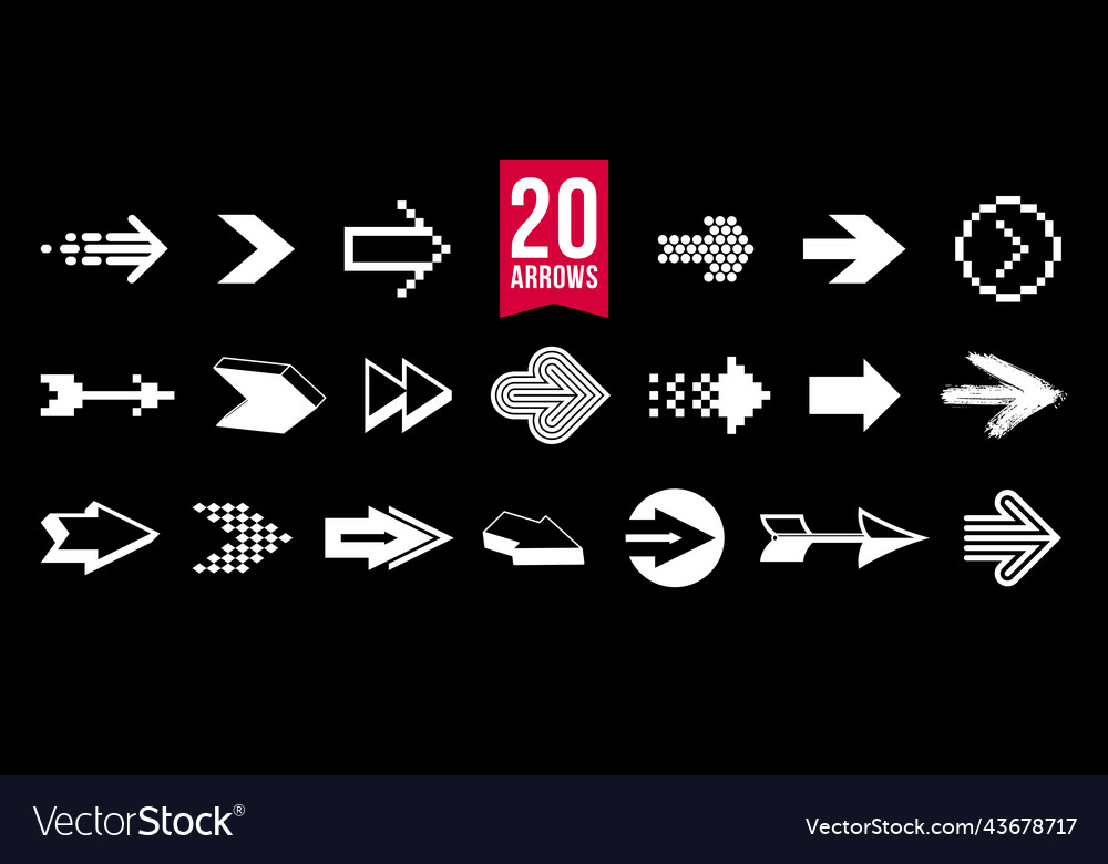 Arrow symbols big set of different shapes styles vector image Arrow symbols big set of different shapes styles
