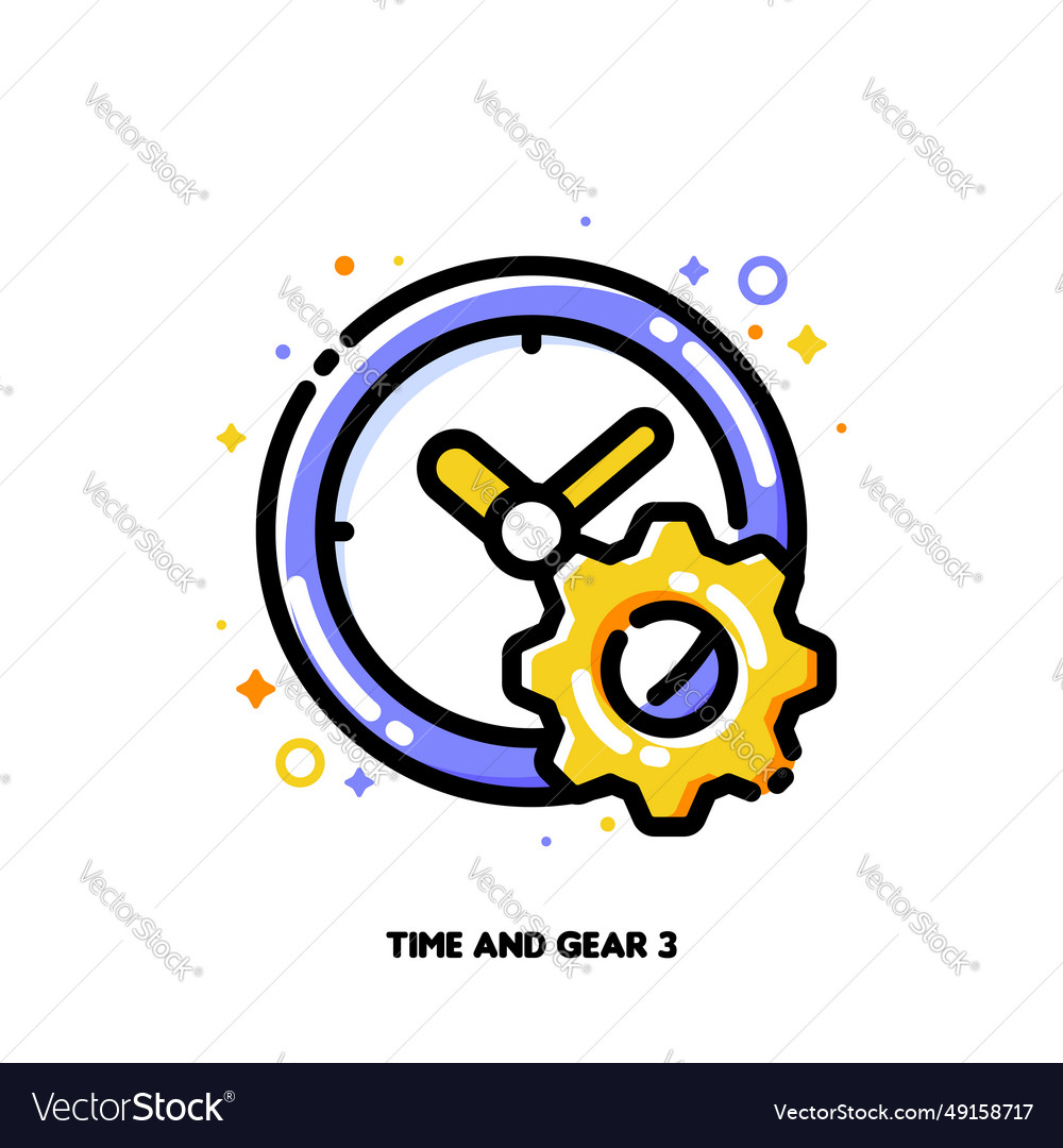 Boosting business time efficiency icon clock gear vector image Boosting business time efficiency icon clock gear