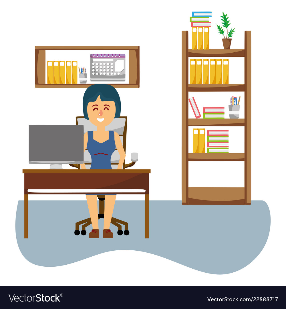 Business woman at office Royalty Free Vector Image