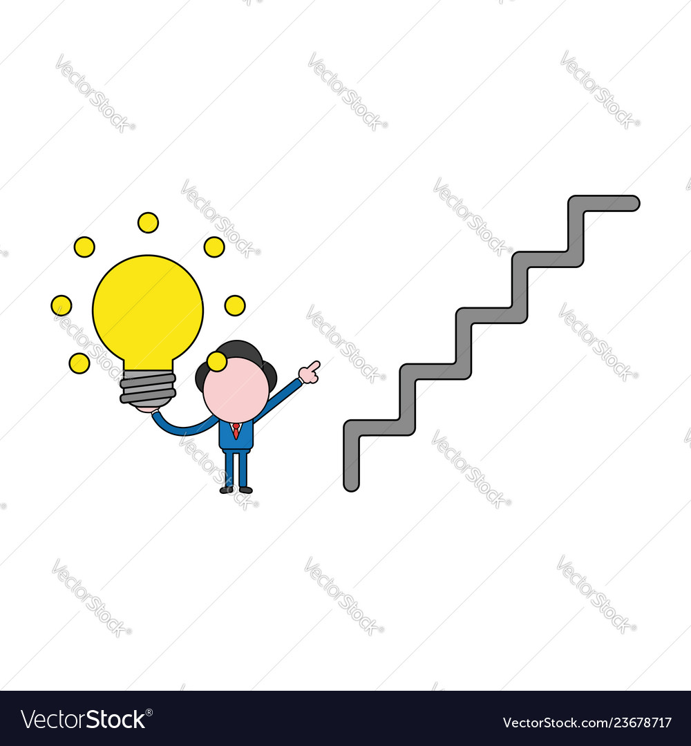 Businessman character holding glowing light bulb