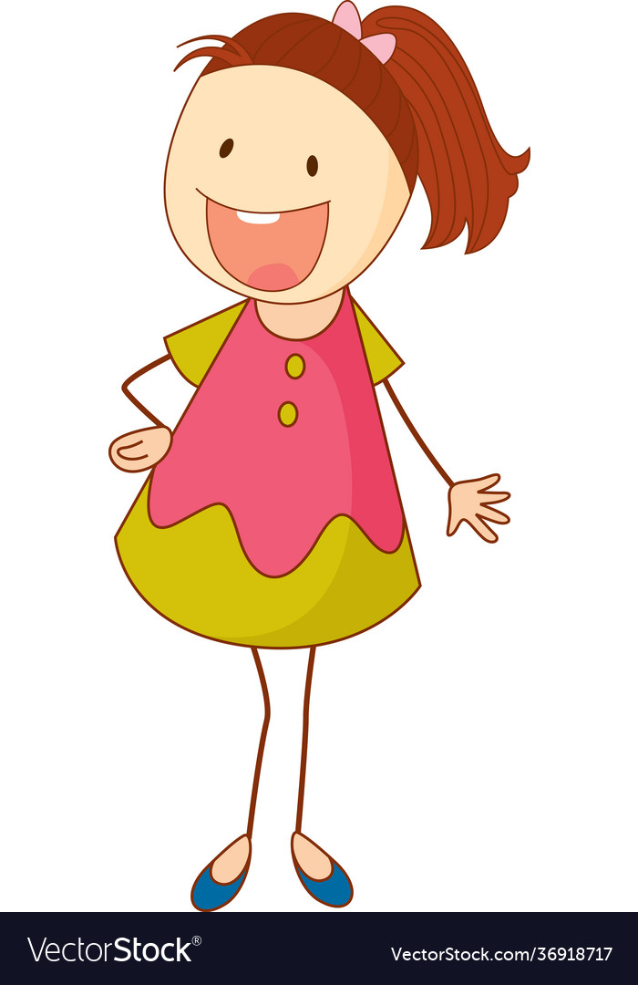 Cute girl cartoon character in hand drawn doodle Vector Image