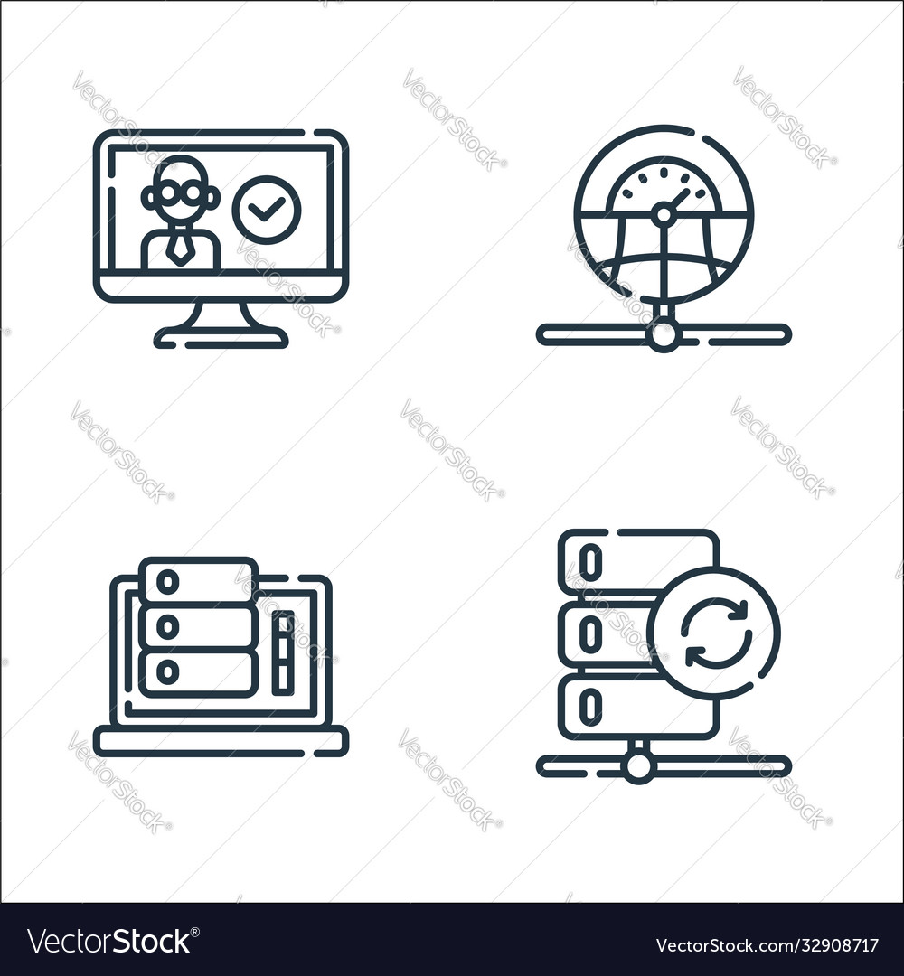 Database and servers line icons linear set vector image Database and servers line icons linear set