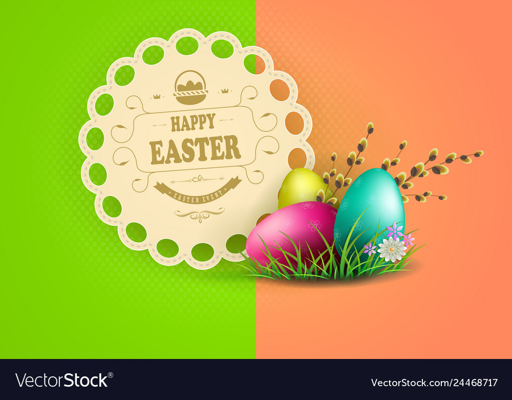 Easter multicolored composition with a round frame