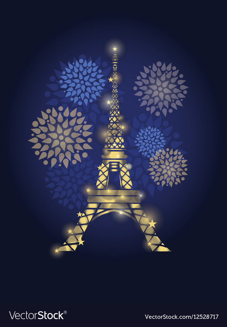 Glowing eiffel tower surrounded