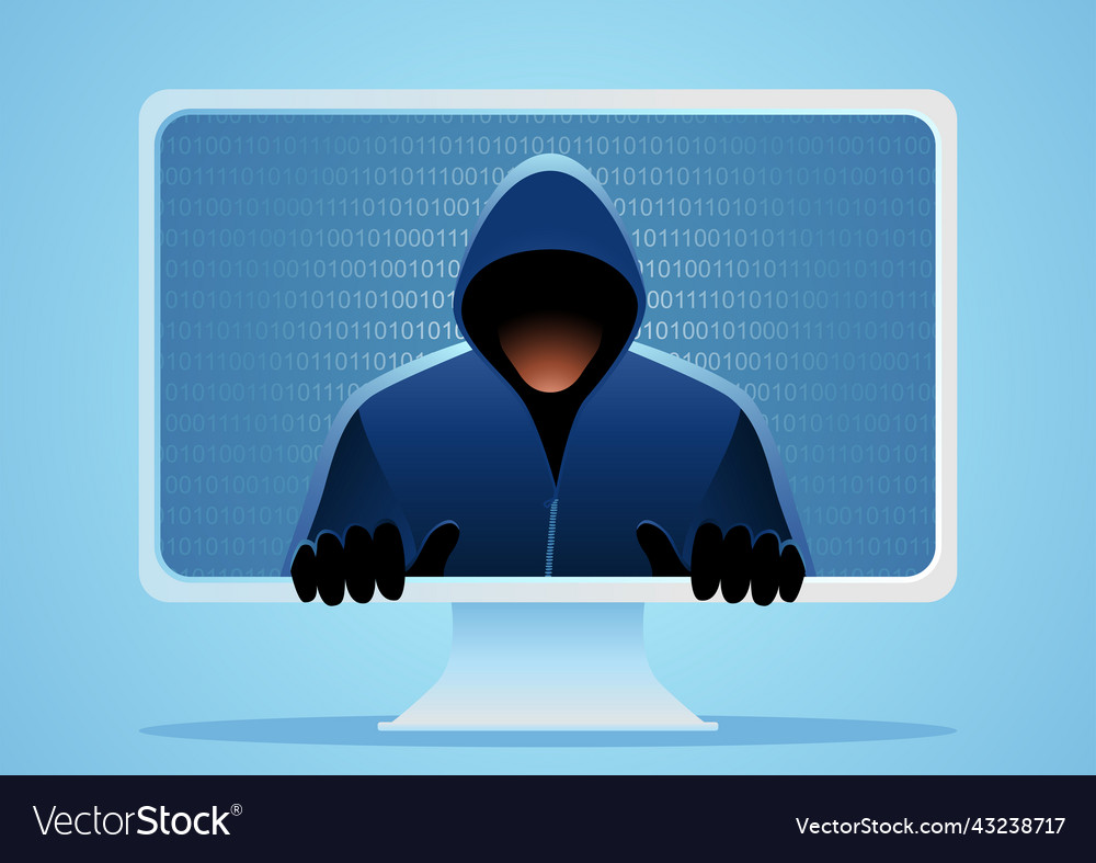 Hacker Emerging from Screen
