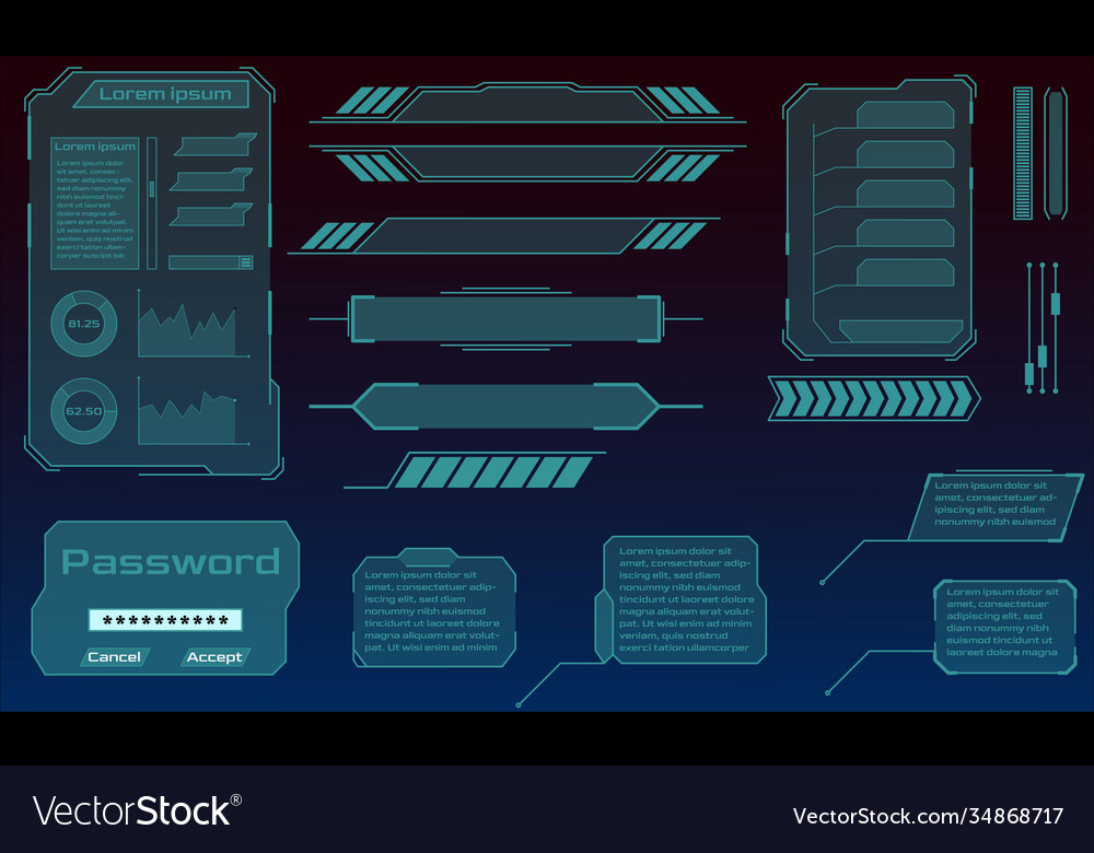 Hud and ui elements futuristic user vector image Hud and ui elements futuristic user