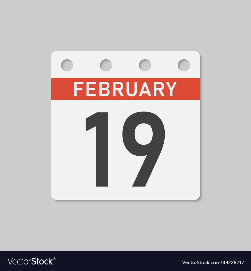 Icon page calendar day 19 february Royalty Free Vector