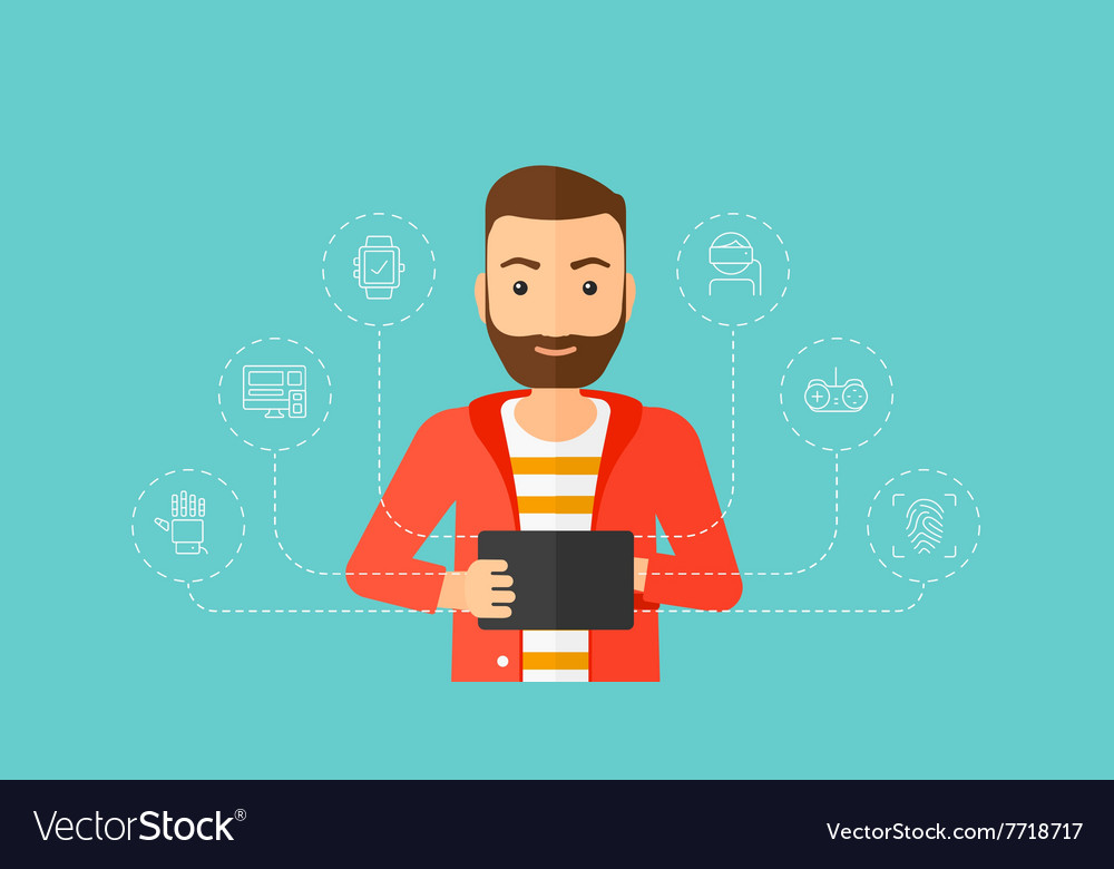 Man holding tablet computer