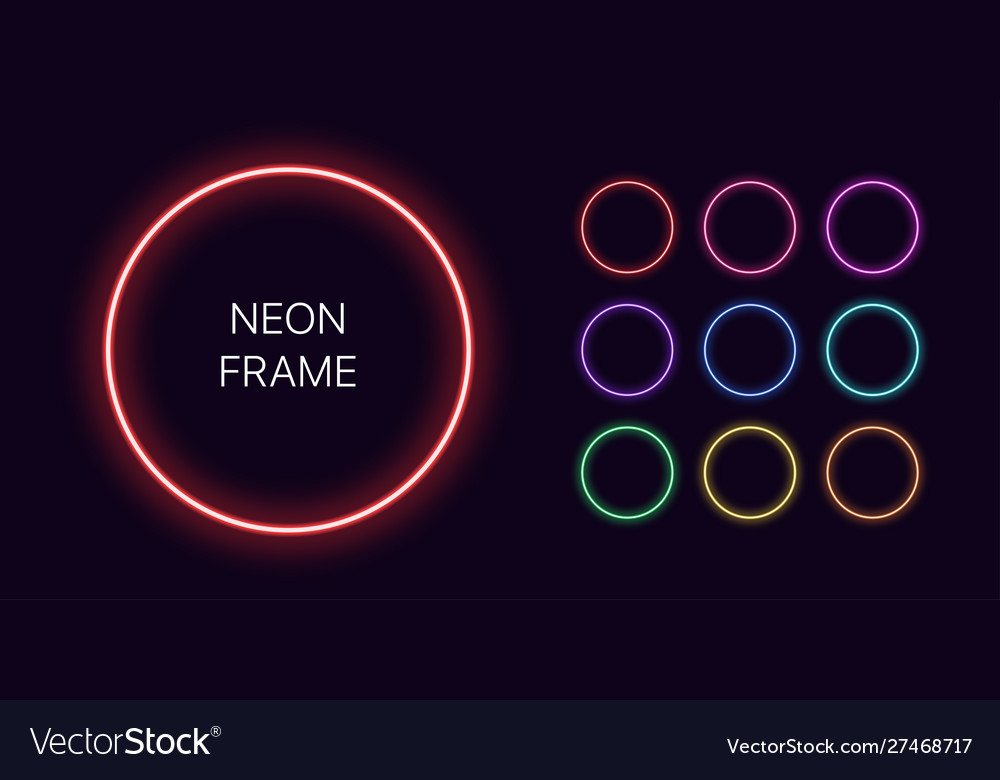 Neon monochrome circle border with copy space vector image Neon monochrome circle border with copy space
