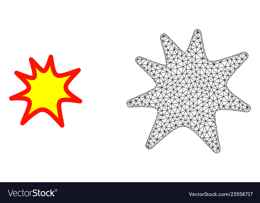 Polygonal mesh exploding boom and flat icon Vector Image Polygonal mesh exploding boom and flat icon