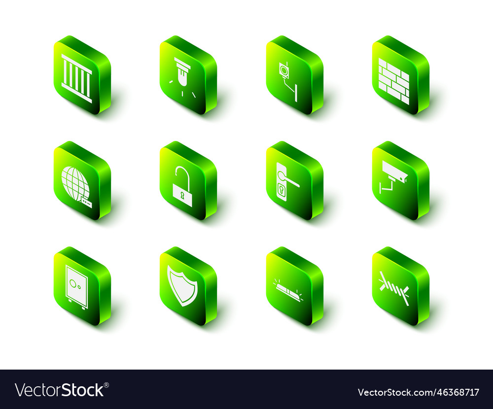 Set motion sensor security camera bricks barbed vector image Set motion sensor security camera bricks barbed