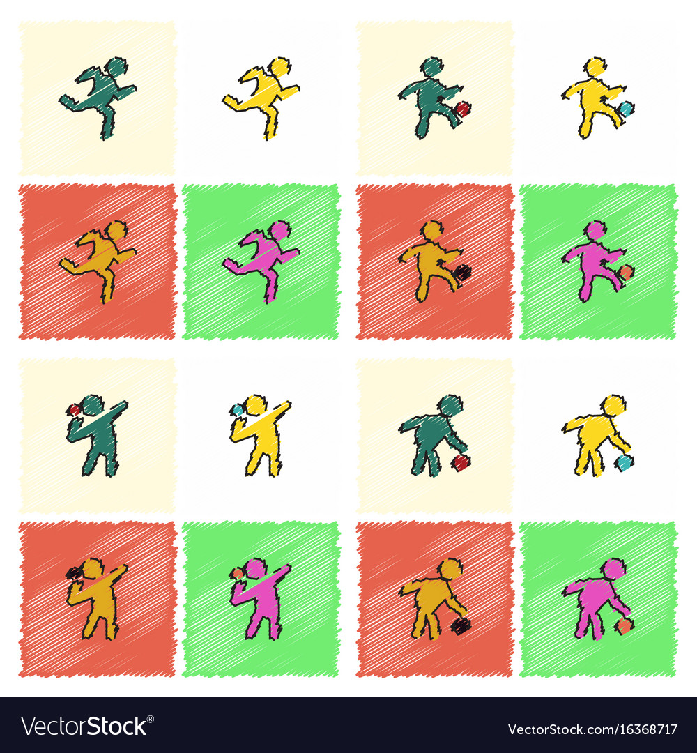Set of olympic game design in hatching style