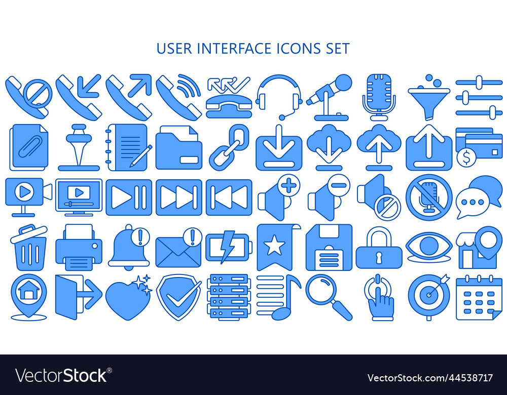 User interface and basic app icons set Royalty Free Vector