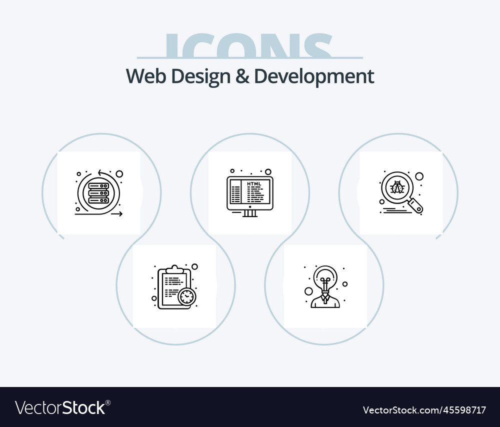 Web design and development line icon pack 5