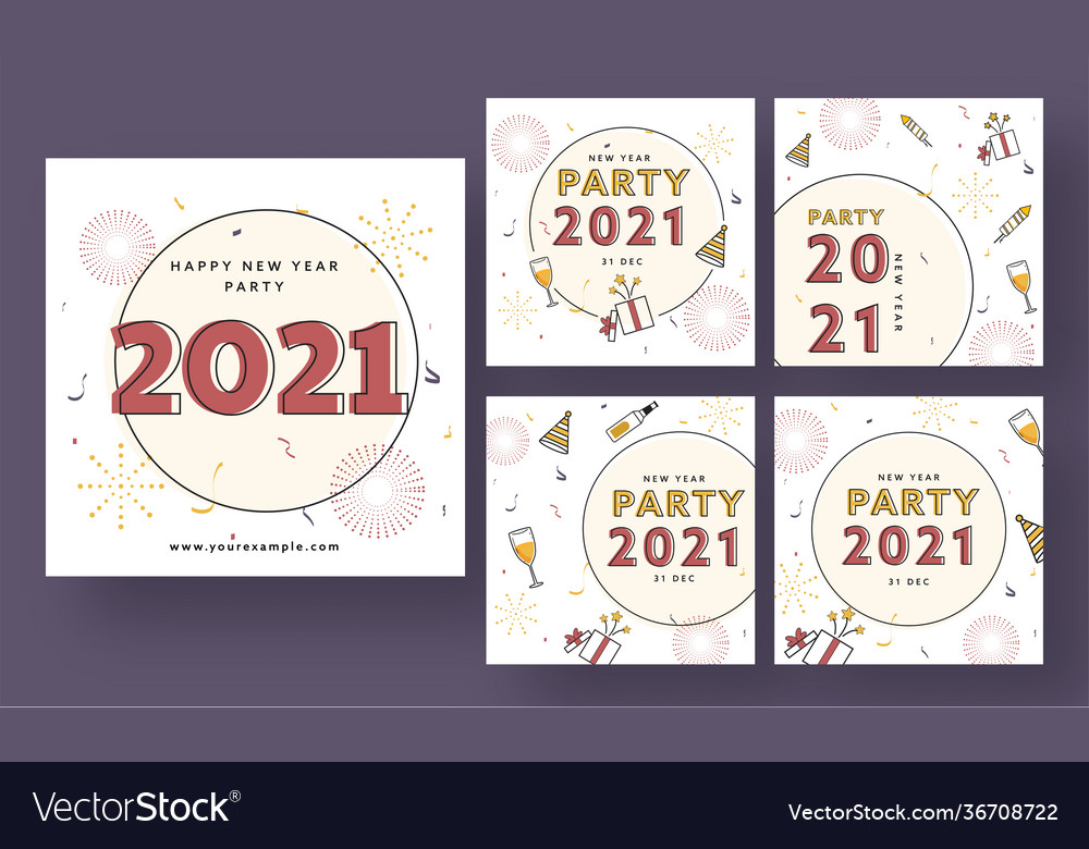 2021 new year party posts in five options