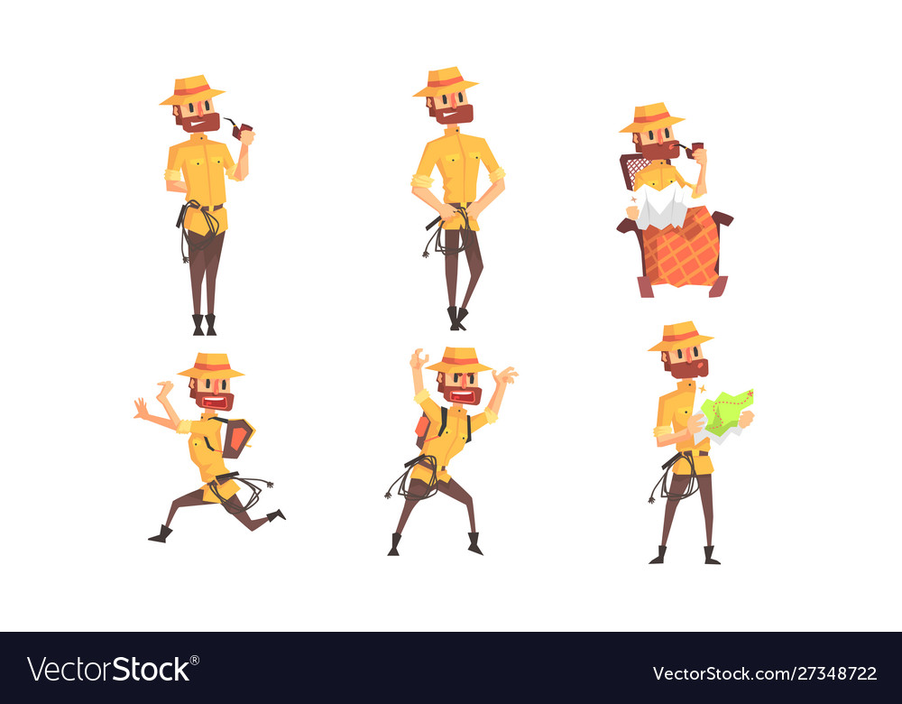 Archaeologist scientist cartoon character
