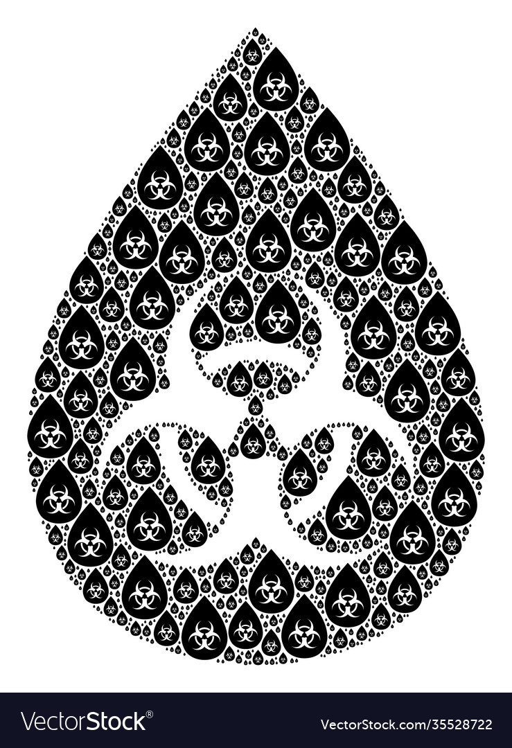 Biohazard drop icon recursion composition