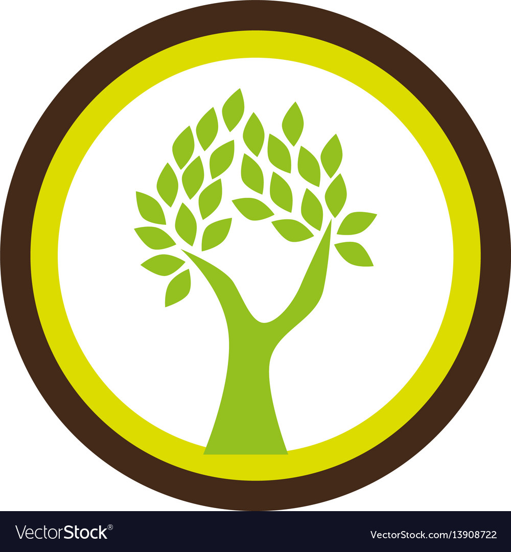 Circular shape emblem with abstract tree