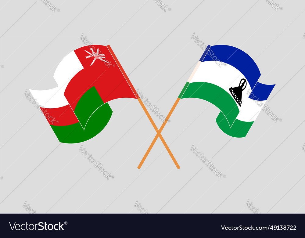 Crossed and waving flags of oman kingdom Vector Image