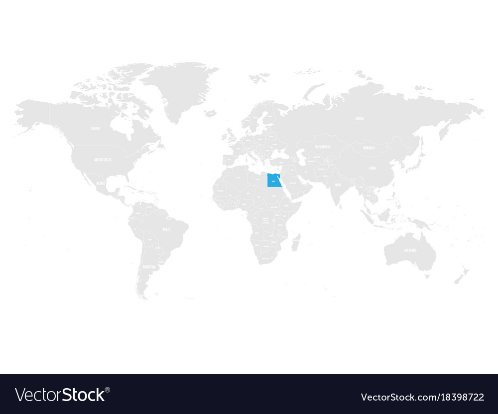 Egypt marked by blue in grey world political map Vector Image