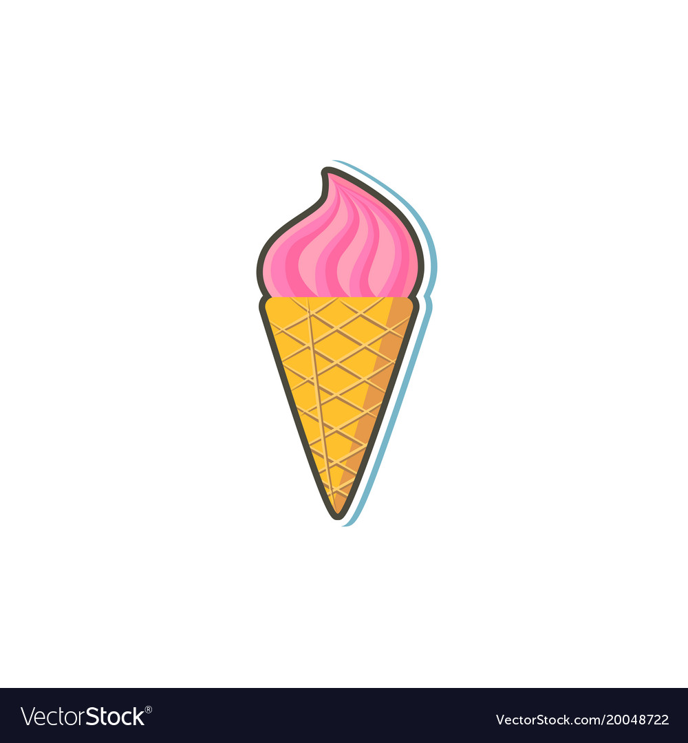 Flat Waffle Cone Sweet Food Dessert Icon Vector Image