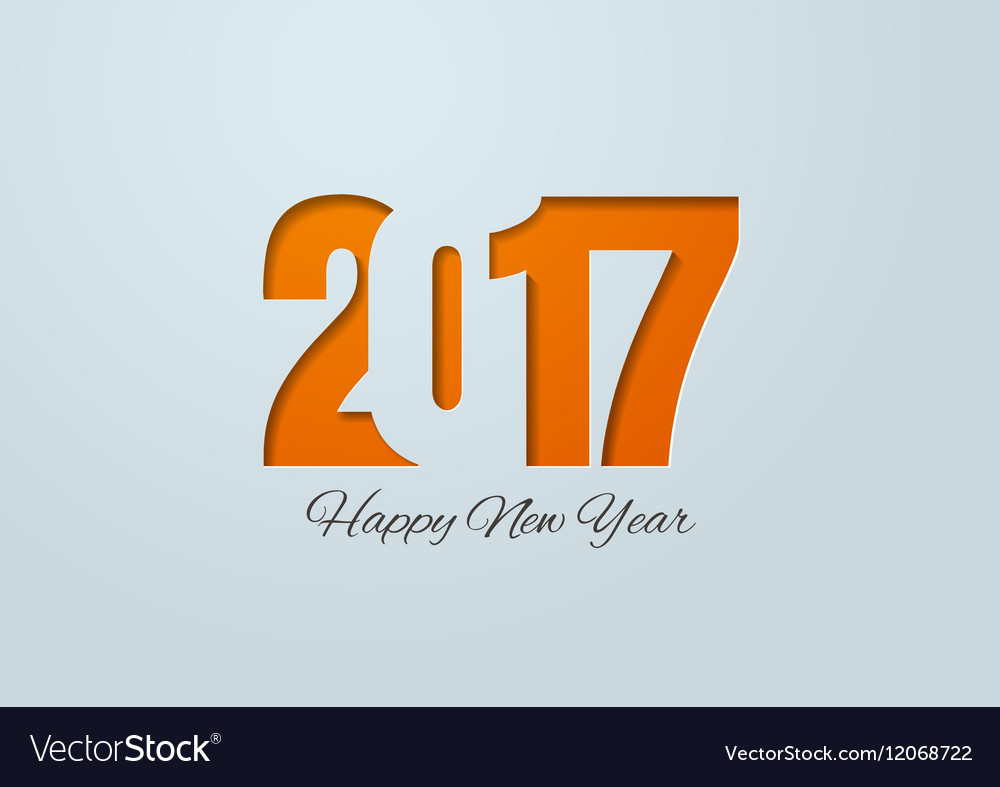 Happy New Year 2017 Cut Paper Background Vector Image