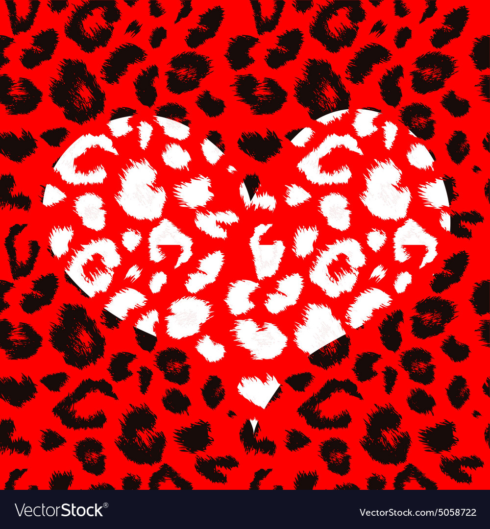 Heart with leopard print texture pattern