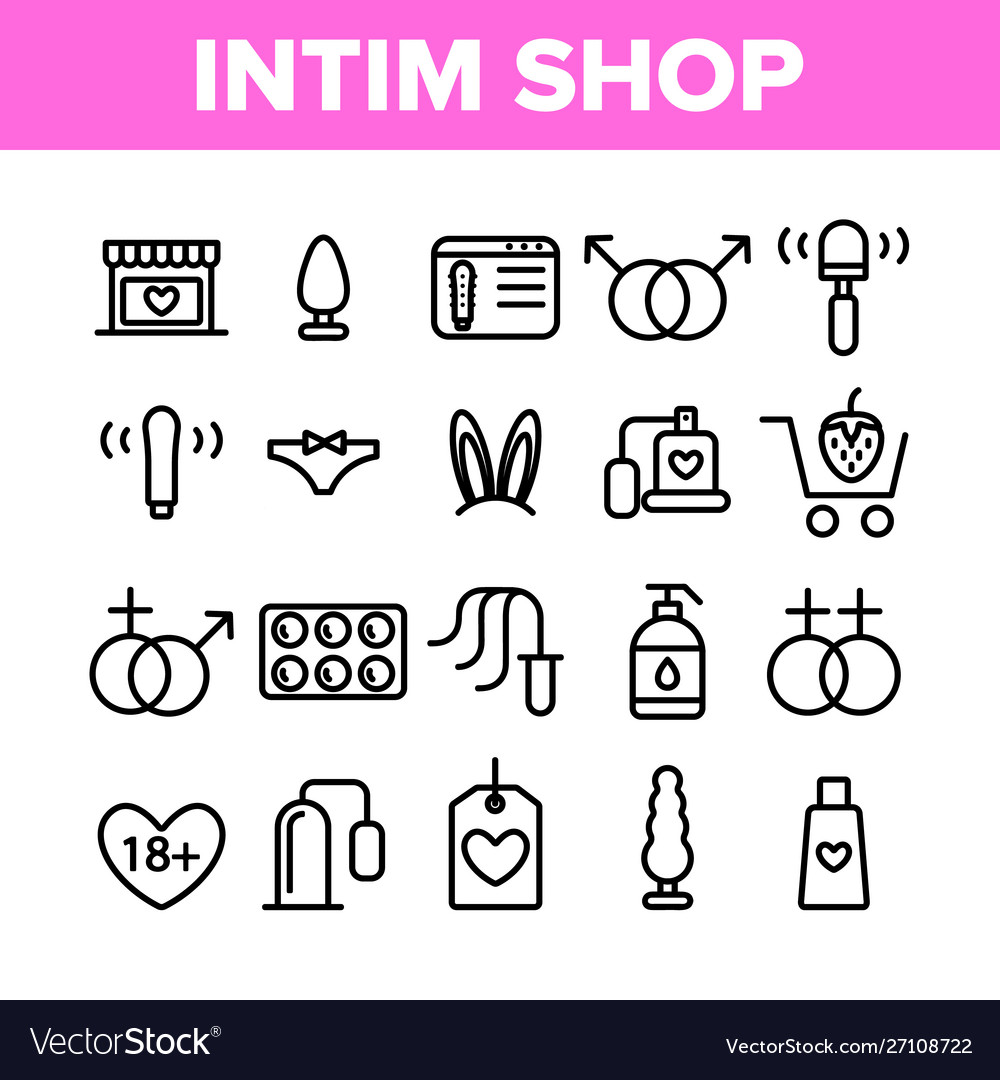 Intim shop collection elements icons set