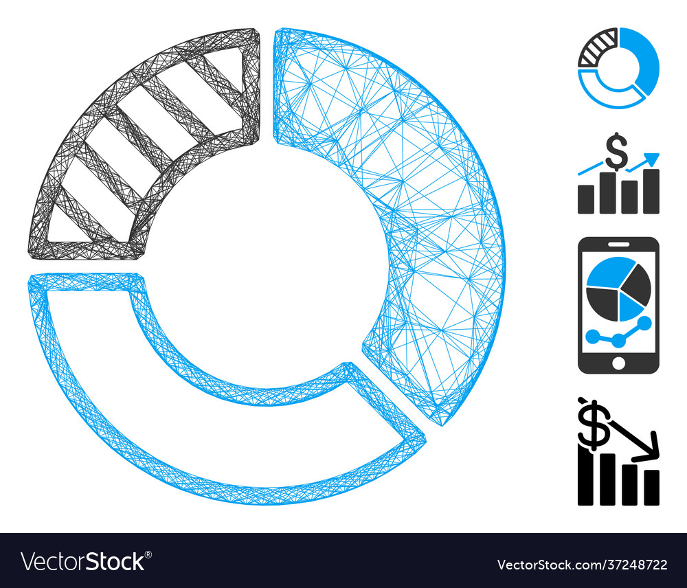 Linear pie chart mesh vector image Linear pie chart mesh