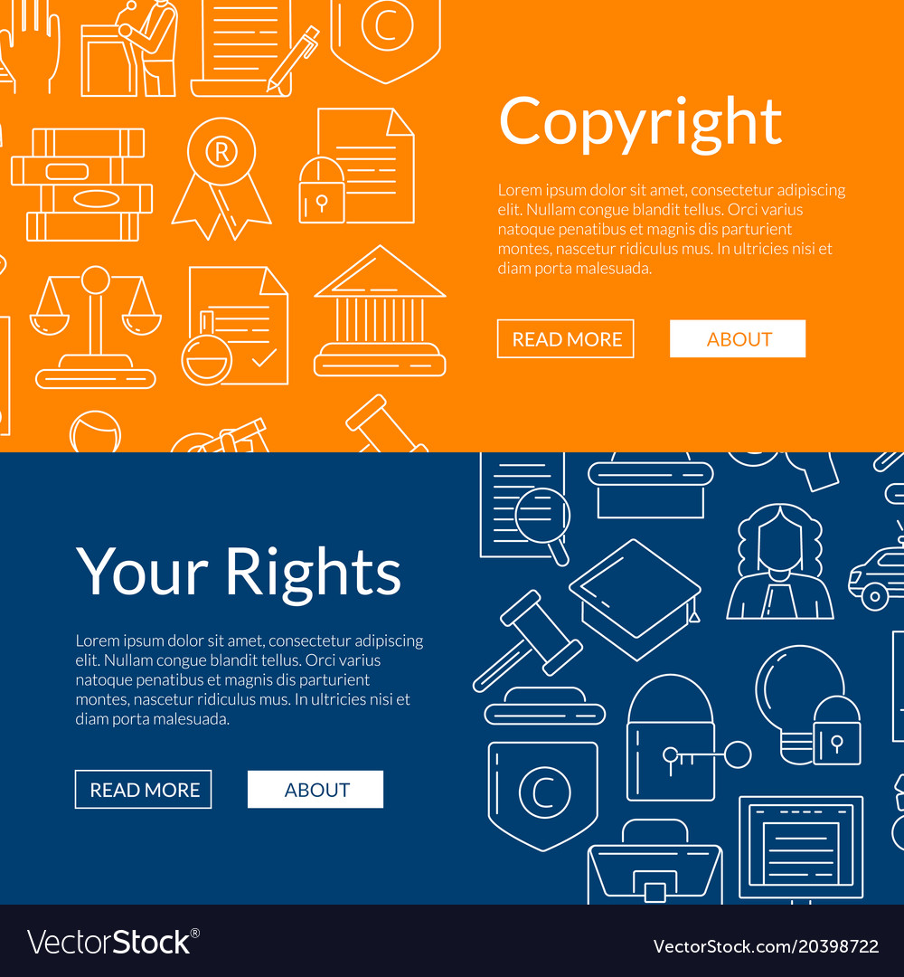 Linear Style Copyright Web Banner Royalty Free Vector Image