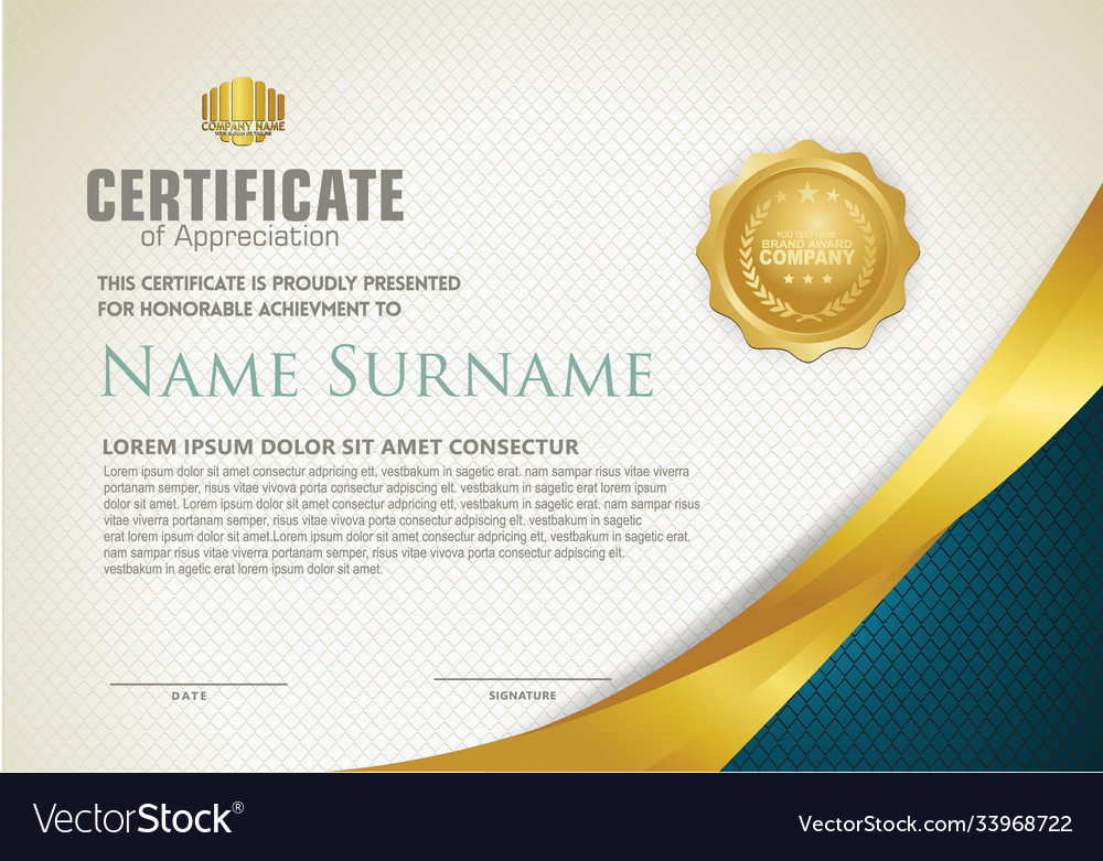 Luxury horizontal certificate template Royalty Free Vector