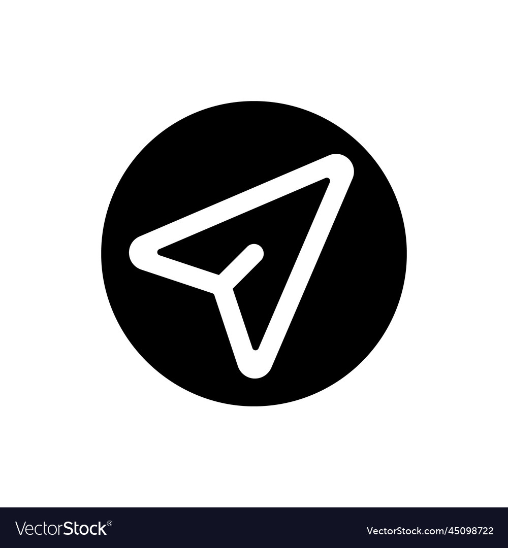 Navigation pointer black glyph ui icon vector image Navigation pointer black glyph ui icon