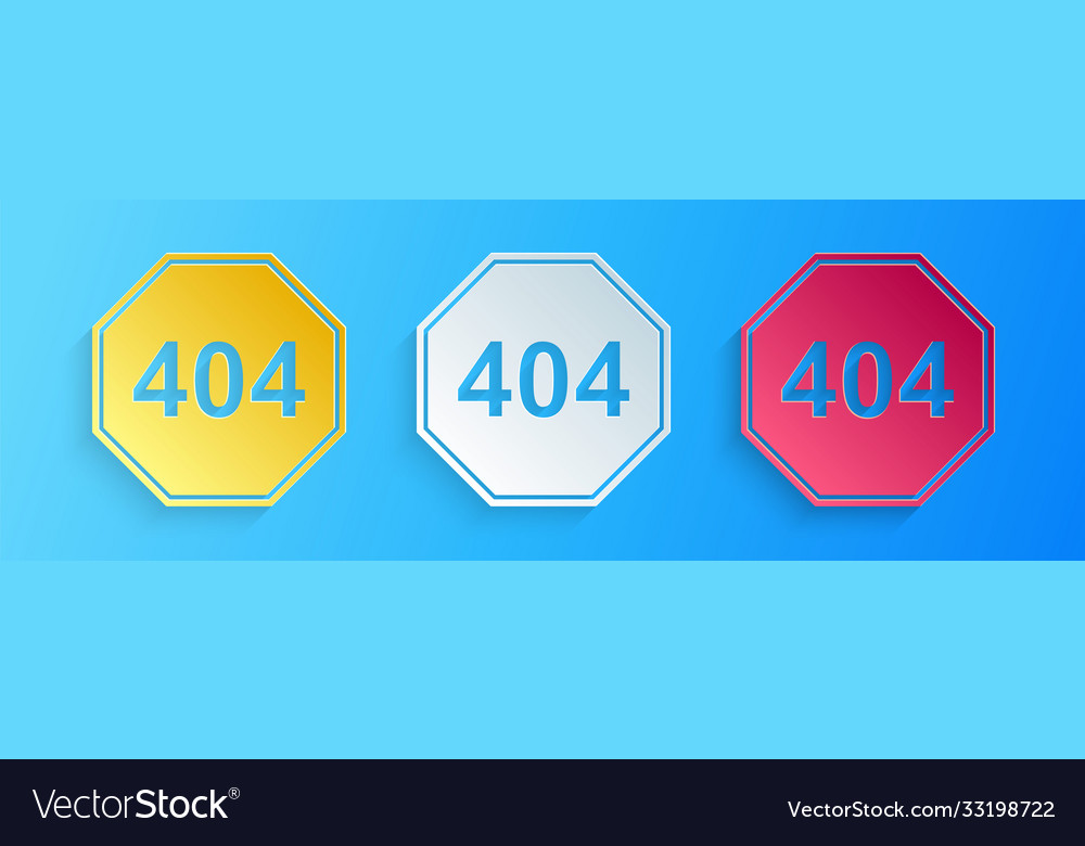 Paper cut page with a 404 error icon isolated vector image Paper cut page with a 404 error icon isolated