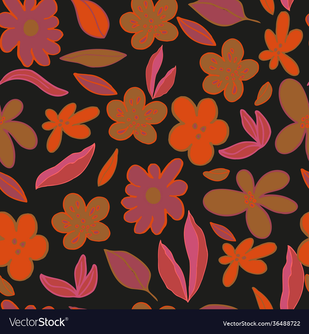 Seamless pattern flowers and leaves pastel Vector Image