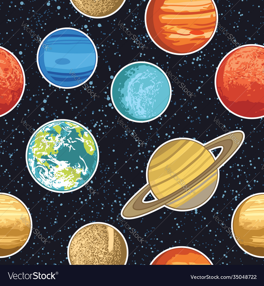 Seamless pattern with solar system planets