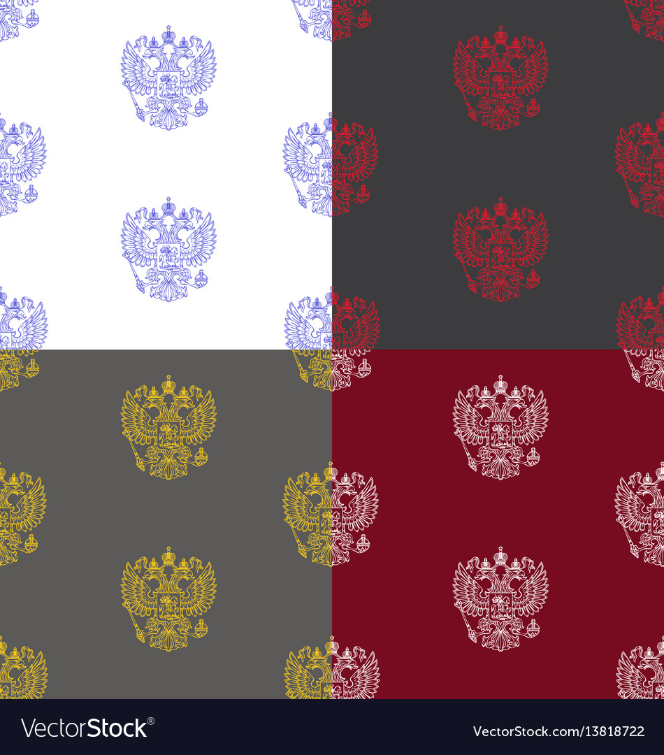 Seamless patterns with russian coat of arms